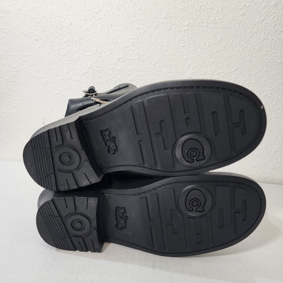 Coach Black Leather Engineer Moto Ankle Boots Buckle Straps Relaxed Slouchy 8 - Picture 9 of 12
